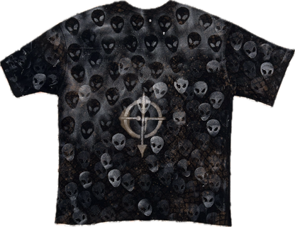 Ghostfaced Alien shirt with bleach and white fabric-paint details