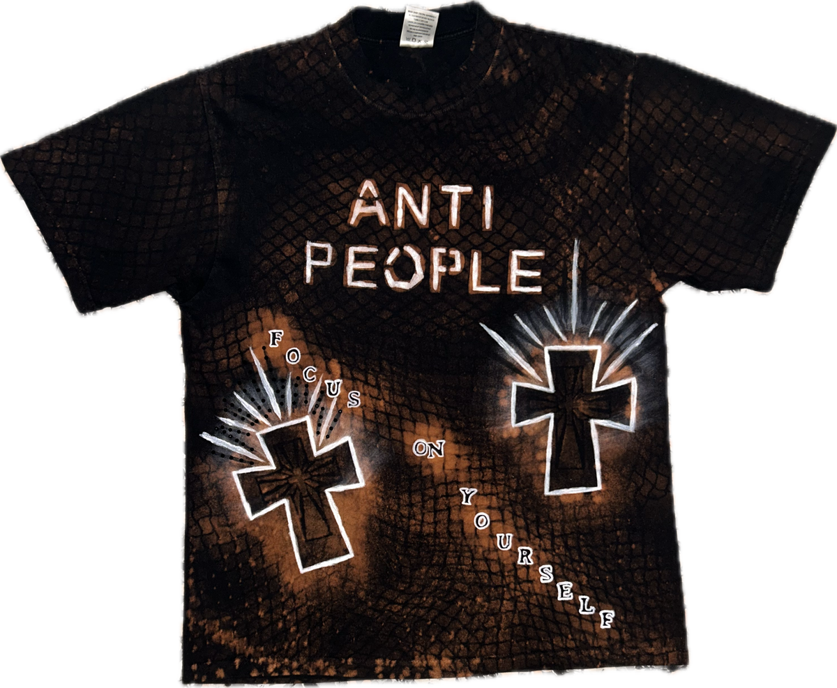 Beat The Odds one-of-one black heavyweight tee with hand-painted details