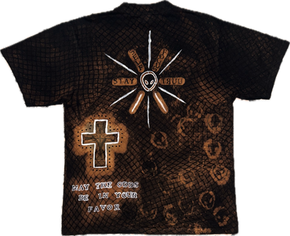 Beat The Odds heavyweight tee with bleach, paint and black rhinestone details