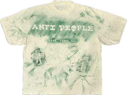 The Green Guy heavyweight tee showing the original painted character design